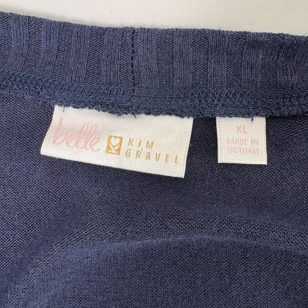 Belle By Kim Gravel Brushed Knit Duster Cardigan Rib Trim Size XL Blue Pockets - Picture 5 of 13
